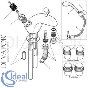 Ideal Standard Waterways CD Bath/Shower Mixer Rim Mounted 1H Tap Spare Parts - IDL DV 325